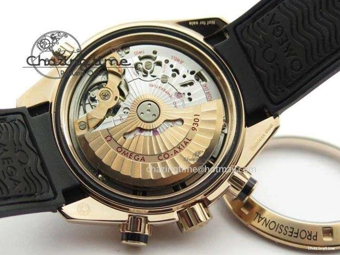 0326 Breathable Seamaster Professional Chrono RG Black Ceramic Black Dial On Black Gummy Strap A 8214